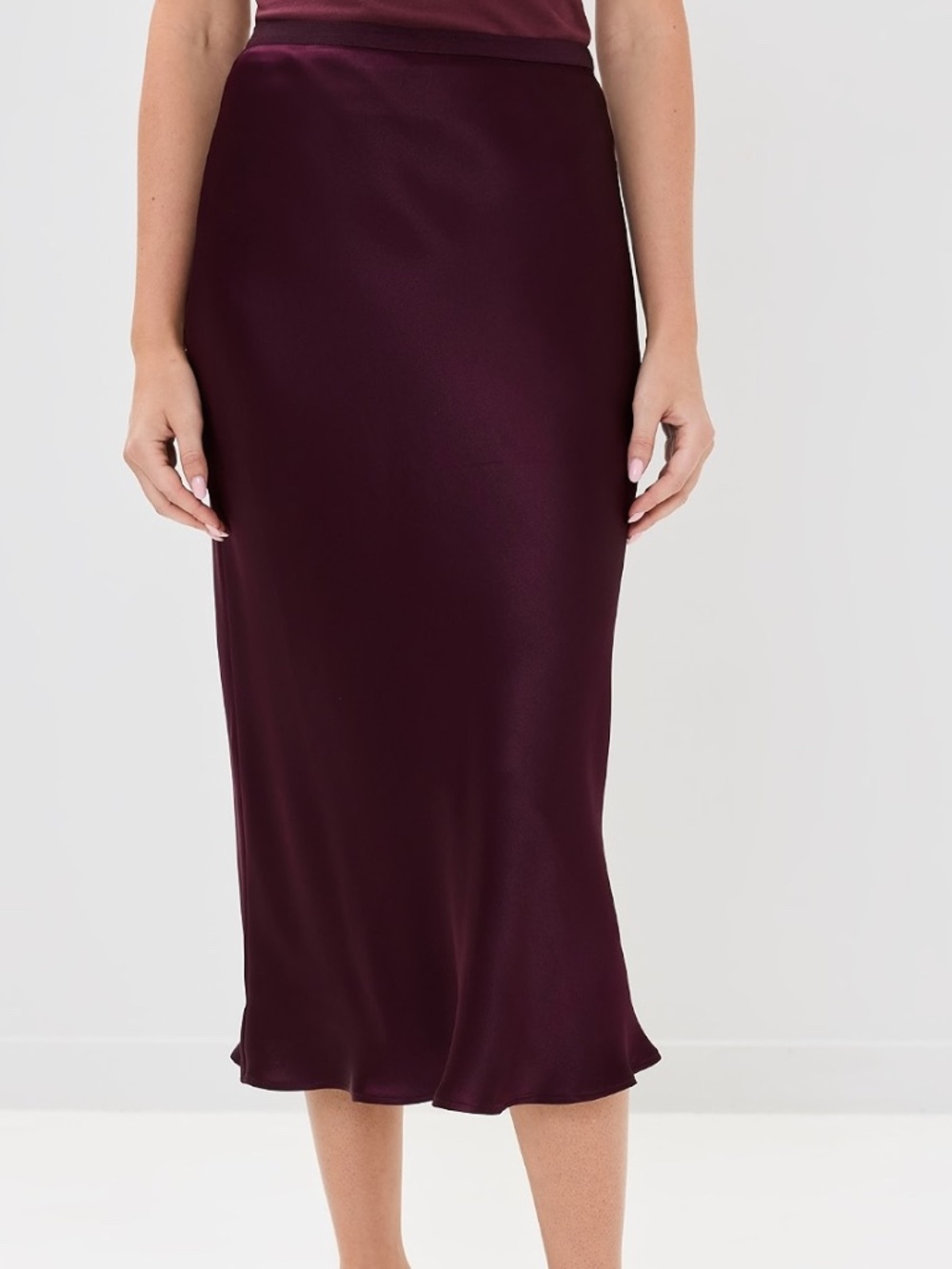 ANINE BING Bar Silk Skirt – Bordeaux – Size Small - Picture 2 of 2